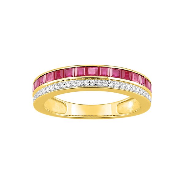 Bague rubis oxyde(s) de zirconium Or Jaune 375 rhodiée