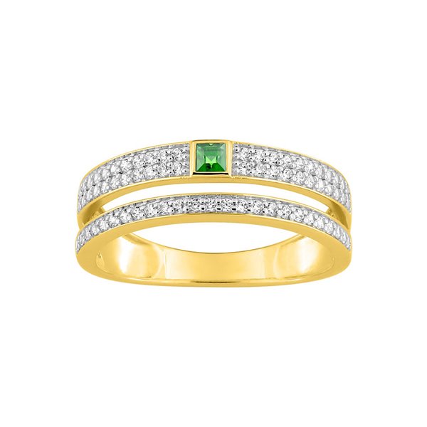 Bague émeraude oxyde(s) de zirconium Or Jaune 375 rhodiée