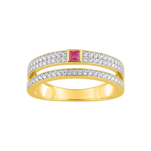 Bague rubis oxyde(s) de zirconium Or Jaune 375 rhodiée