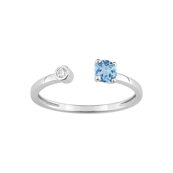 Bague topaze bleue traitée oxyde(s) de zirconium Or Blanc 375