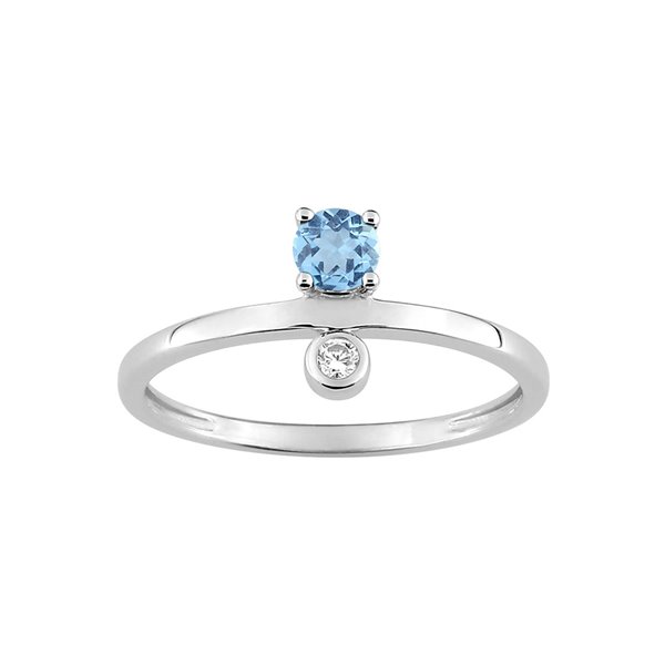 Bague topaze bleue traitée oxyde(s) de zirconium Or Blanc 375