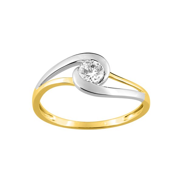 Bague oxyde(s) de zirconium Or Jaune 375 rhodiée