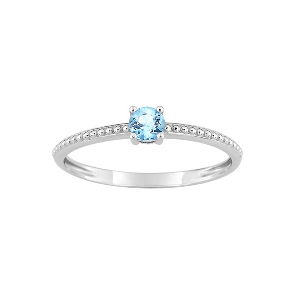 Bague topaze bleue traitée Or Blanc 375