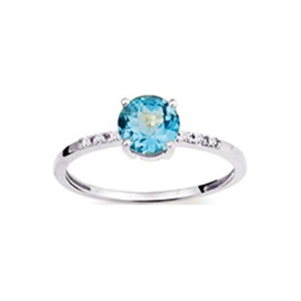 Bague topaze bleue traitée oxyde(s) de zirconium Or Blanc 375