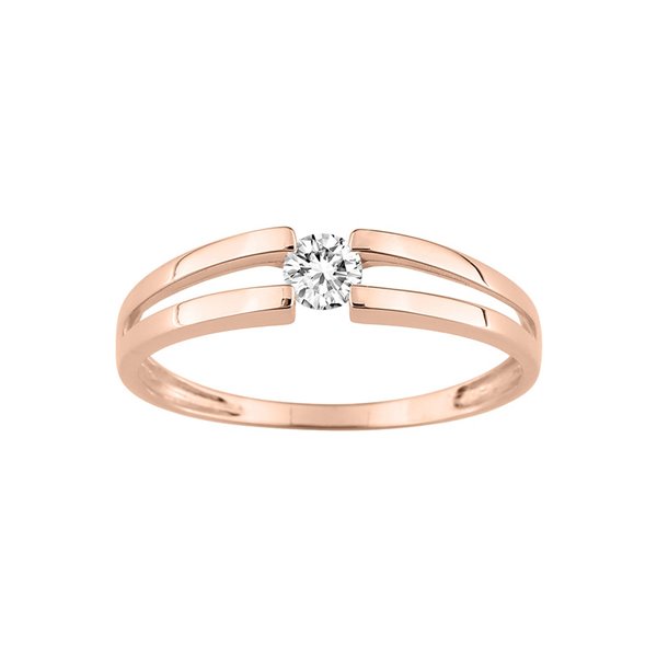 Bague solitaire oxyde(s) de zirconium Or Rose 375