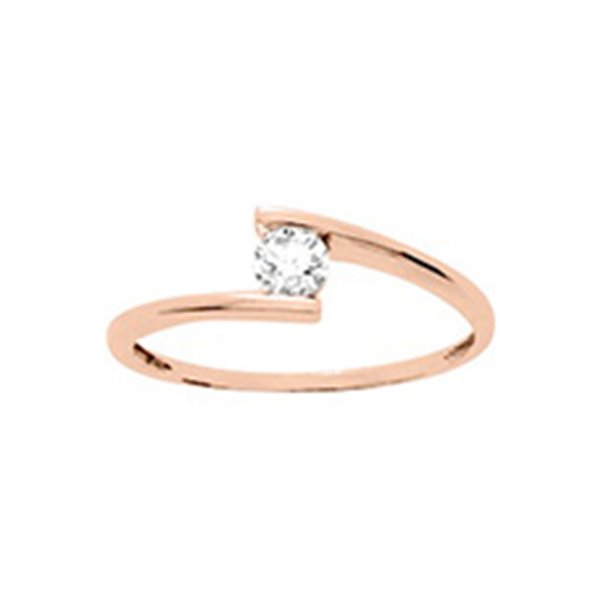 Bague solitaire oxyde(s) de zirconium Or Rose 375