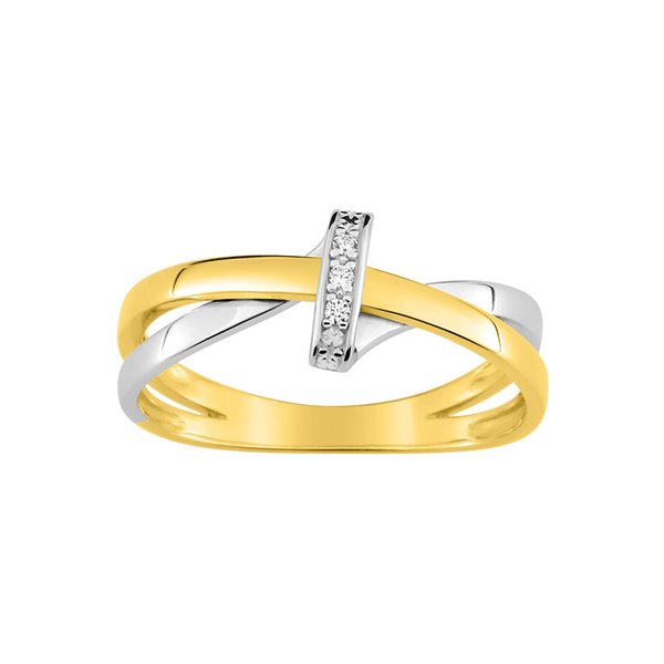 Bague diamant 0.02ct Or Jaune 375 rhodiée