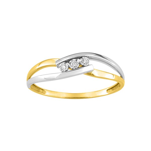 Bague diamant 0.03ct Or Jaune 375 rhodiée