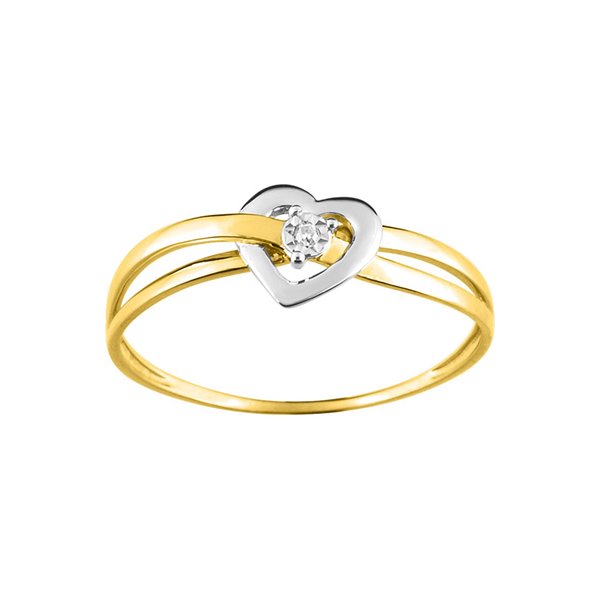 Bague diamant 0.01ct Or Jaune 375 rhodiée