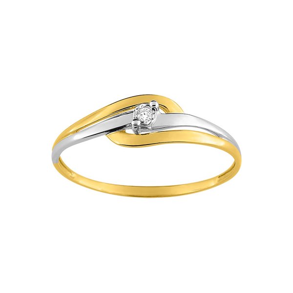 Bague diamant 0.01ct Or Jaune 375 rhodiée