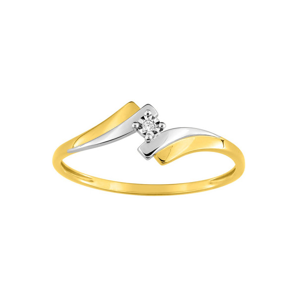 Bague diamant 0.01ct Or Jaune 375 rhodiée