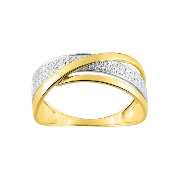 Bague diamant 0.02ct Or Jaune 375 rhodiée