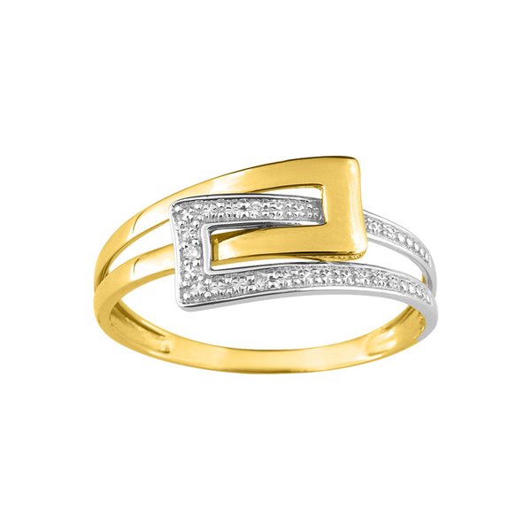 Bague diamant 0.02ct Or Jaune 375 rhodiée