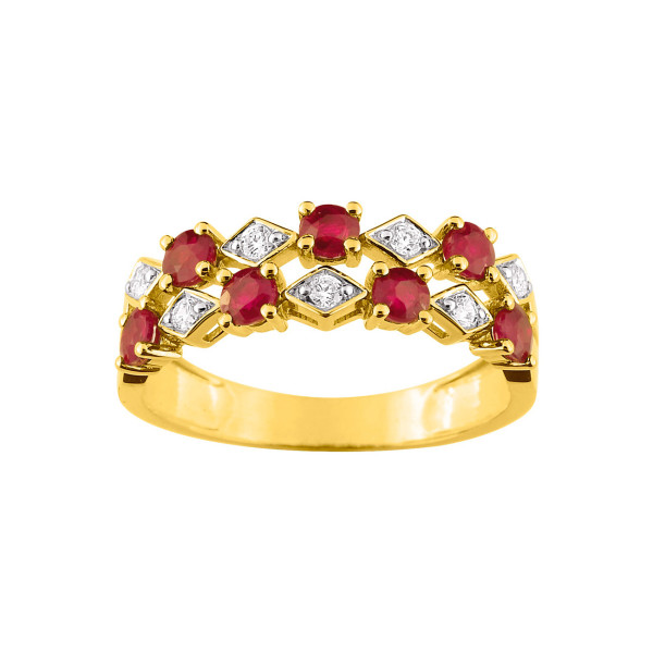 Bague rubis oxyde(s) de zirconium Or Jaune et Blanc Or 375