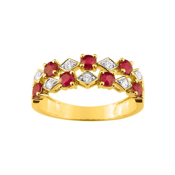 Bague rubis oxyde(s) de zirconium Or Jaune et Blanc Or 375