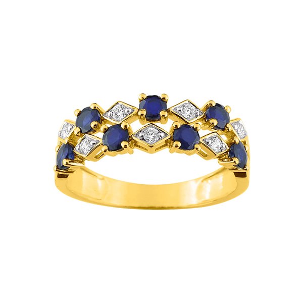 Bague saphir oxyde(s) de zirconium Or Jaune et Blanc Or 375