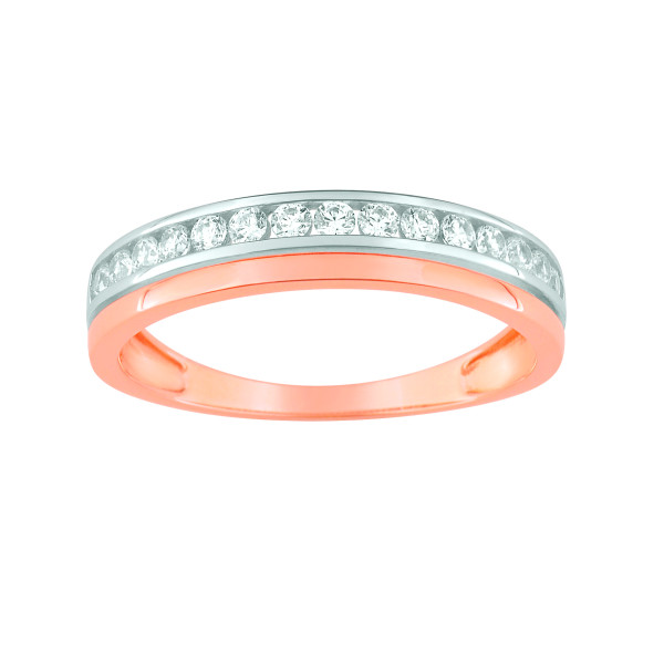 Bague oxyde(s) de zirconium Or Rose et Blanc Or 375