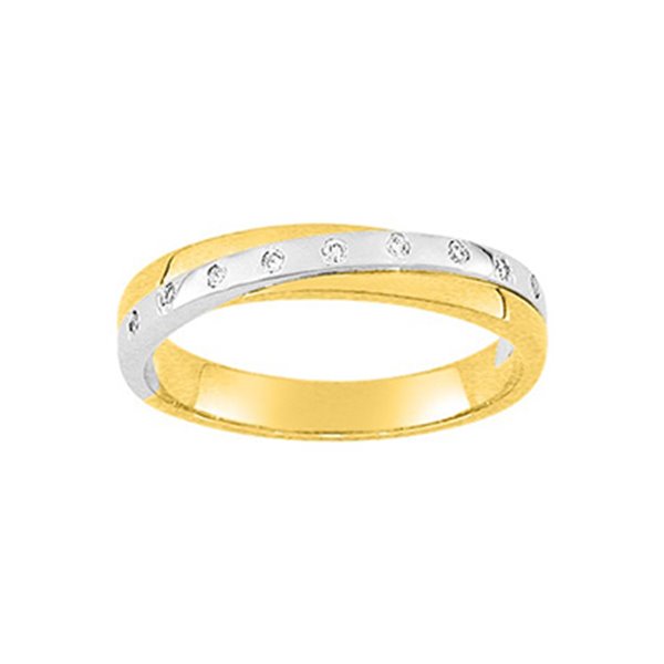 Alliance croisée 9 diamants 0.06ct Or Jaune et blanc Or 750