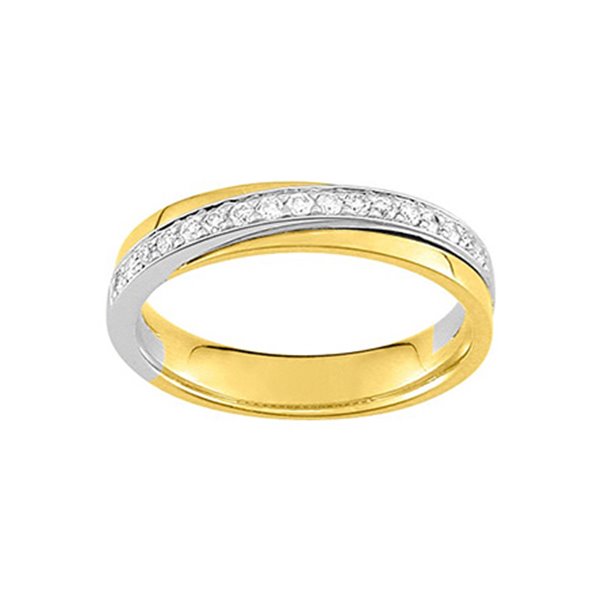 Alliance croisée 17 diamant 0.18ct Or Jaune et blanc Or 750