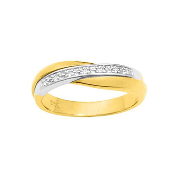 Alliance Croisée diamant 0.06ct Or Jaune et Blanc Or 375