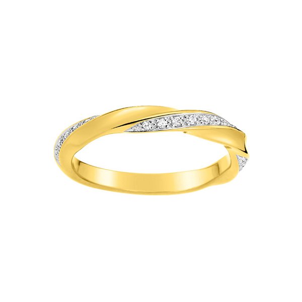 Alliance moderne 20 diamant 0.10ct Or Jaune 375 rhodiée