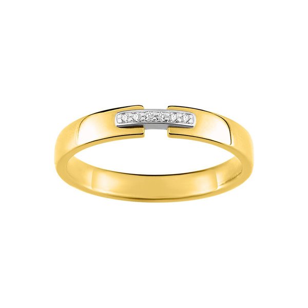 Alliance moderne 6 diamant 0.02ct Or Jaune et Blanc Or 375