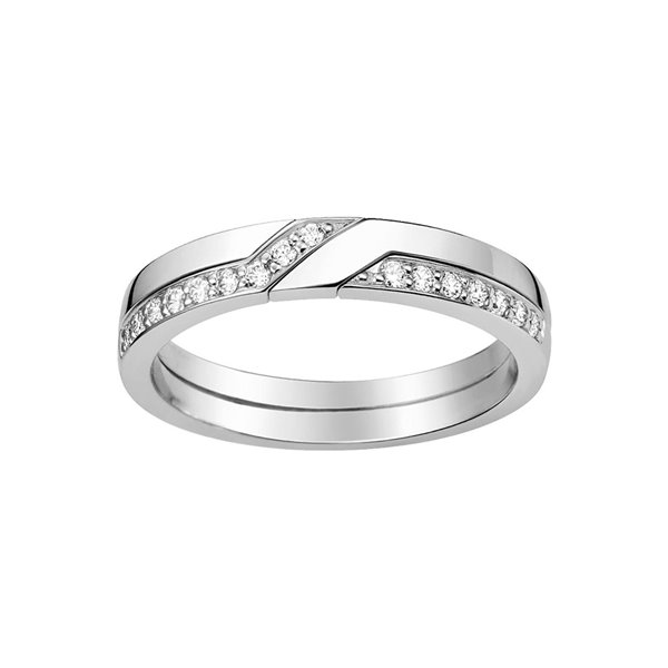 Alliance moderne 16 diamant 0.16ct G-P2P3 Or Blanc 375