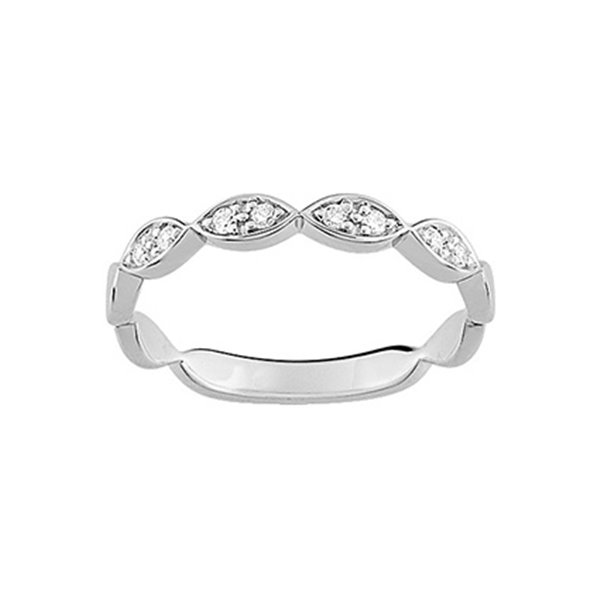 Alliance moderne 10 diamants 0.10ct Or Blanc 375