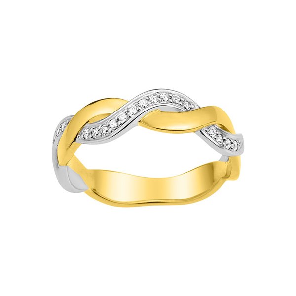 Alliance moderne 19 diamants 0.12ct Or Jaune et Blanc Or 375