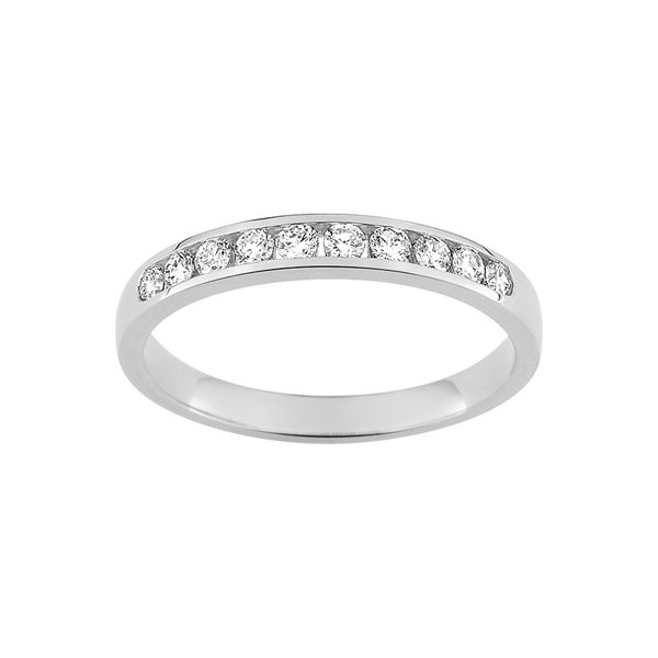 Alliance demi 10 diamants 0.30ct Or Blanc 375