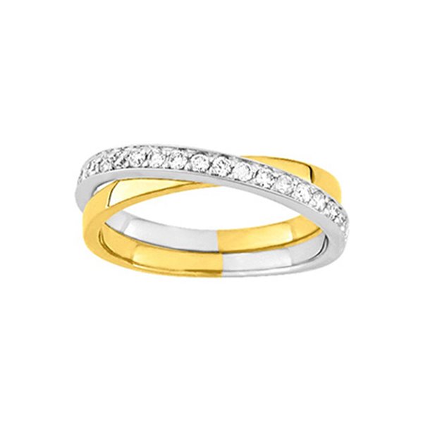 Alliance Croisée 19 diamants 0.27ct Or Jaune et Blanc Or 375