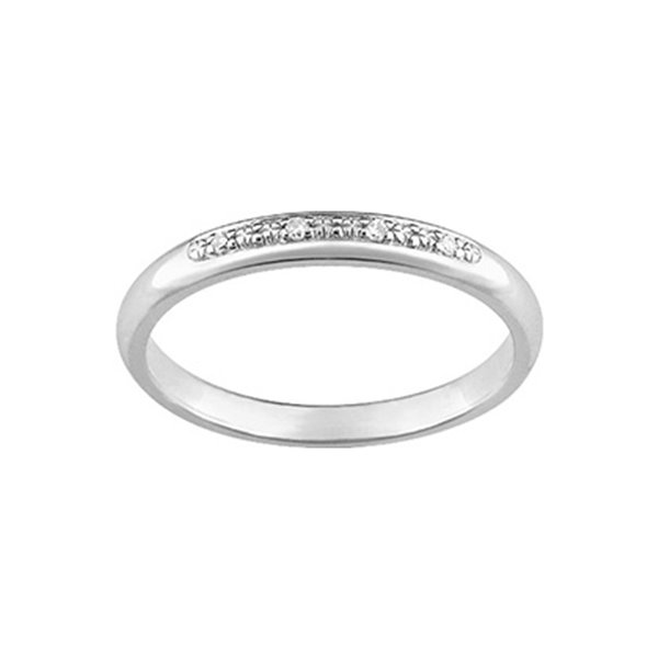 Alliance demi-bombée 4 diamant 0.02ct Or Blanc 750