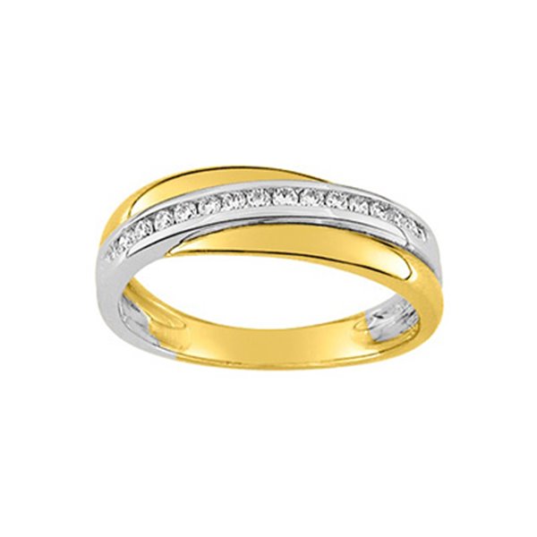 Alliance croisée serti.rail diamant 0.16ct Or Jaune et blanc Or 750