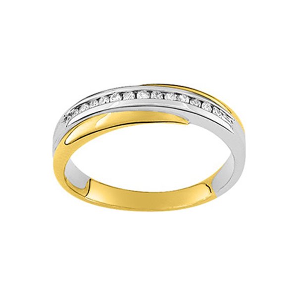 Alliance croisée serti.rail diamant 0.13ct Or Jaune et blanc Or 750