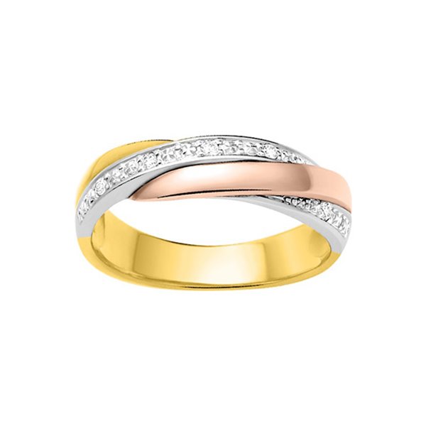 Alliance croisée.grains diamant 0.05ct Or Jaune et blanc Or 750