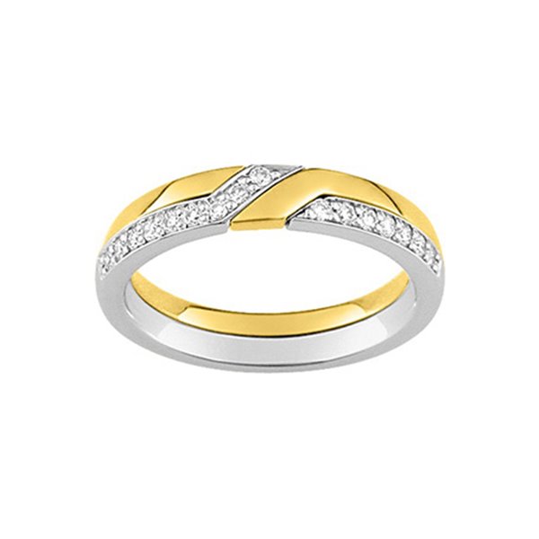 Alliance moderne 16 diamant 0.16ct Or Jaune et blanc Or 750