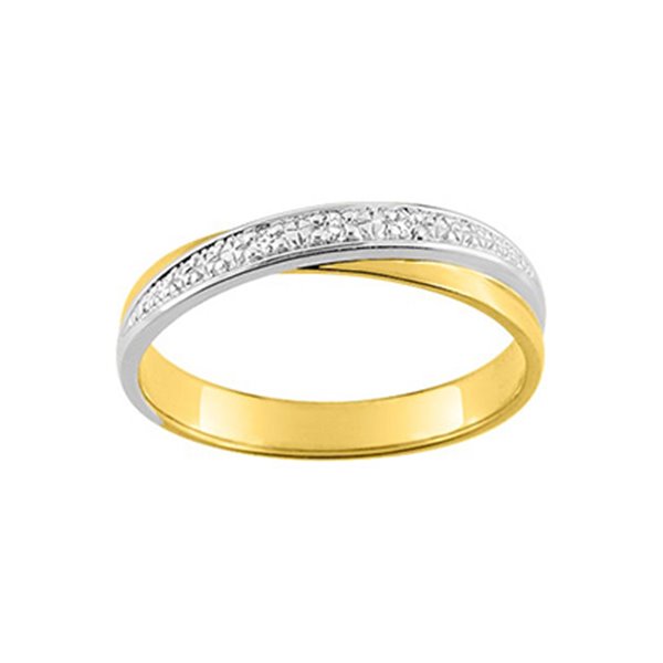 Alliance moderne 3 diamant 0.03ct Or Jaune et blanc Or 750