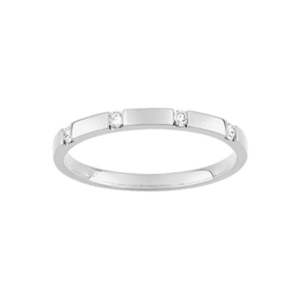 Alliance moderne 4 diamant 0.10ct PINCE Or Blanc 750