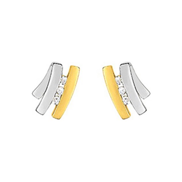 Boucles d'oreilles clou 6 diamant 0.04 bicolore Or 750