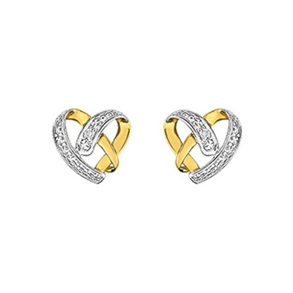 Boucles d'oreilles clou diamant 0.01ct bicolore Or 750