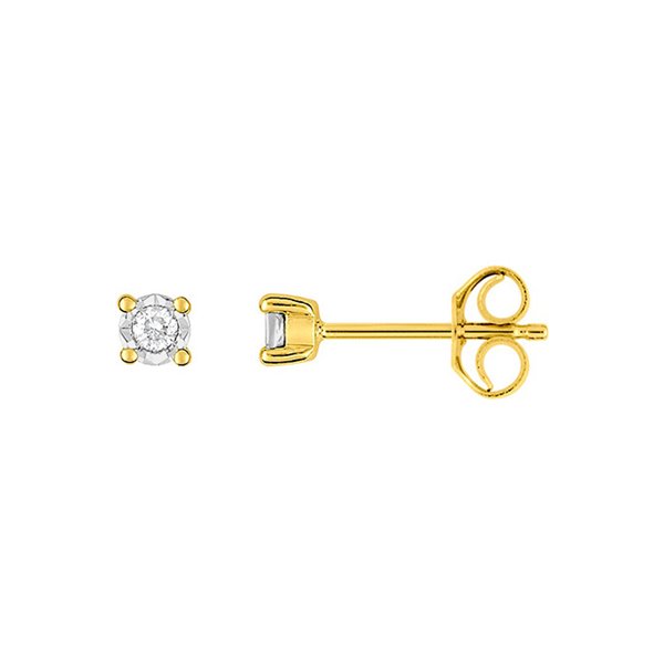 Boucles d'oreilles clou diamant 0.052ct Or Jaune et blanc Or 750