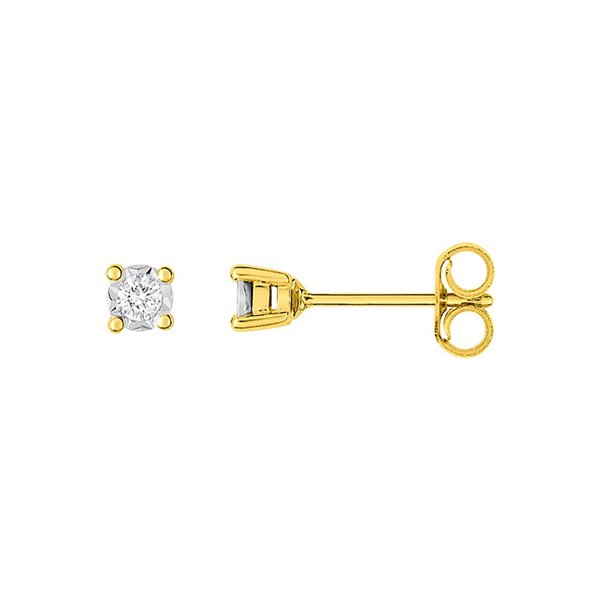 Boucles d'oreilles clou diamant 0.08ct Or Jaune et blanc Or 750