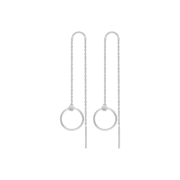 Boucles d'oreilles traversantes diamant 0.008 Or Blanc 750