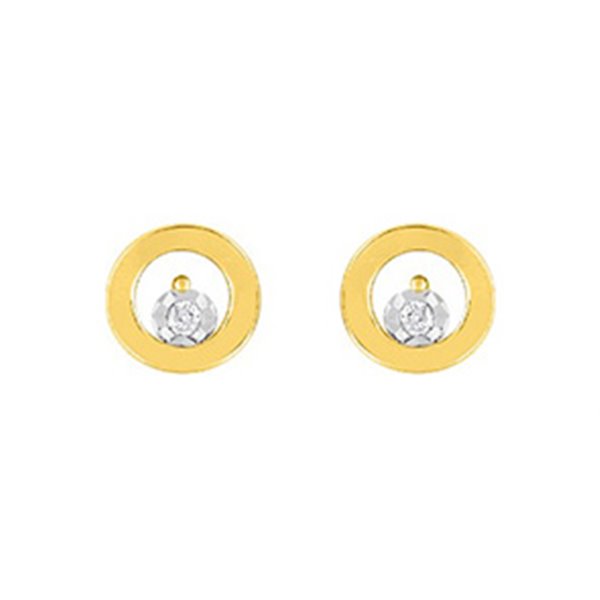 Boucles d'oreilles clou diamant 0.02ct Or Jaune et blanc Or 750