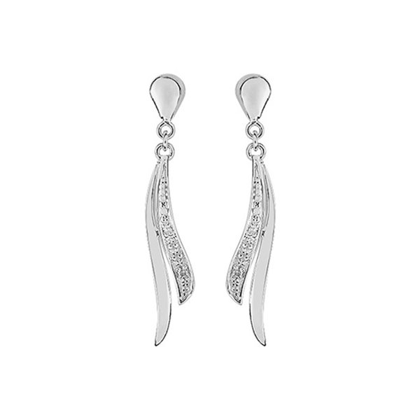 Boucles d'oreilles pendantes 4 diamant 0.02 Or Blanc 750