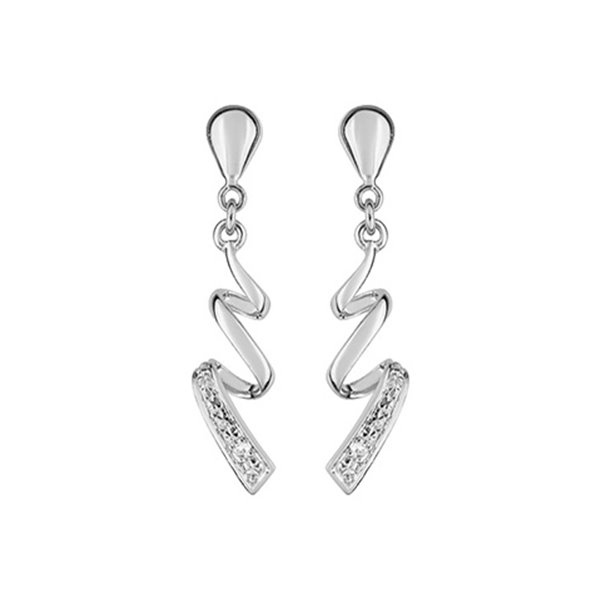 Boucles d'oreilles pendantes diamant 0.008 Or Blanc 750