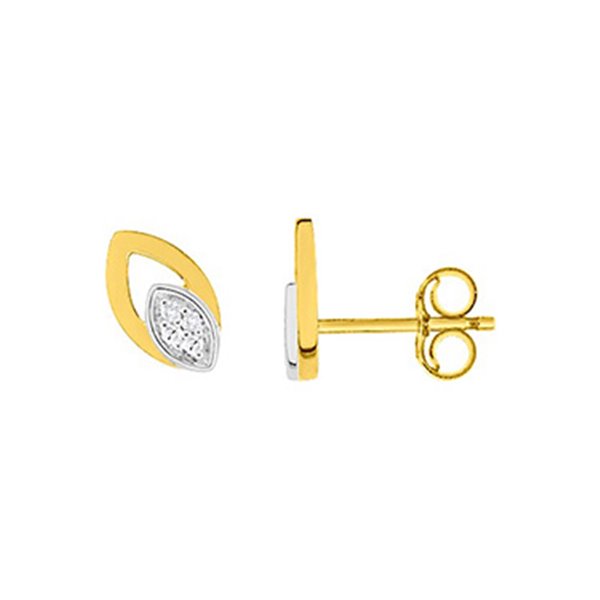 Boucles d'oreilles clou diamant 0.032 bicolore Or 750