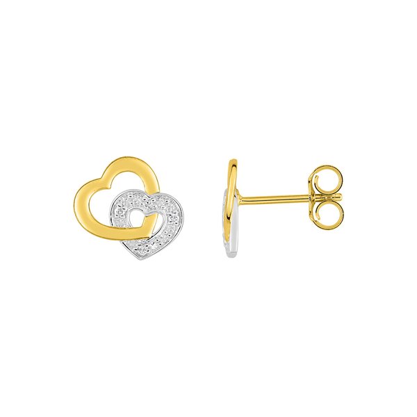 Boucles d'oreilles clou diamant 0.018ct Or Jaune et blanc Or 750