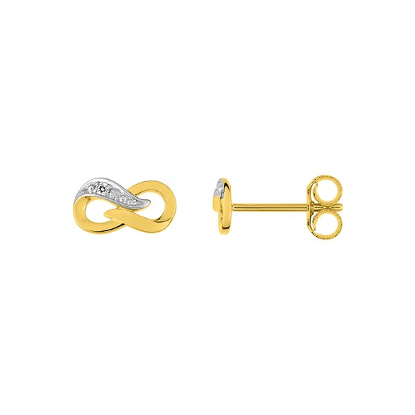 Boucles d'oreilles clou diamant 0.01 bicolore Or 750