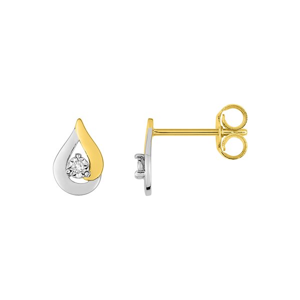 Boucles d'oreilles clou diamant 0.01ct Or Jaune et blanc Or 750